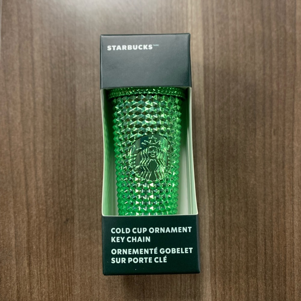 Starbucks holiday Green Studded Tumbler Cup Keychain Ornament! NWT! NIB!